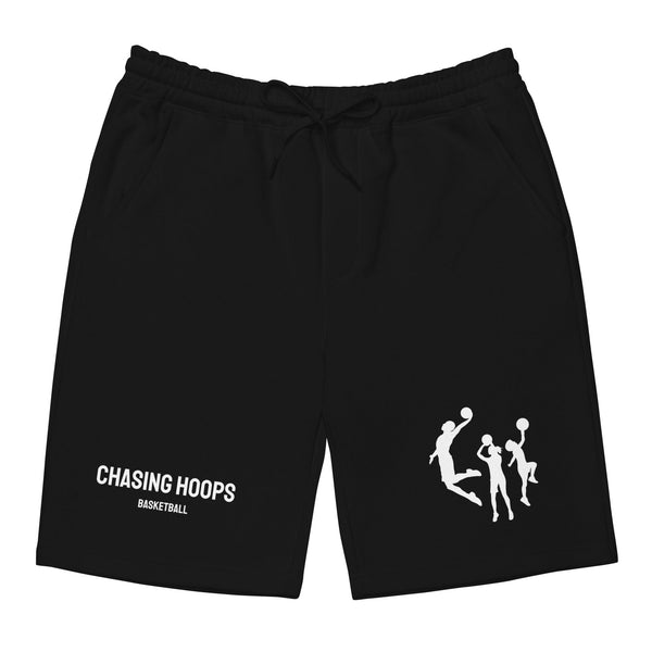 black family fleece basketball shorts front